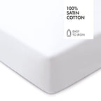 Cotton Sateen Fitted Sheet - Plain White