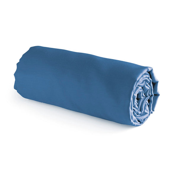 Lenzuolo Con Angoli In Raso Di Cotone - Tinta Unita Blu