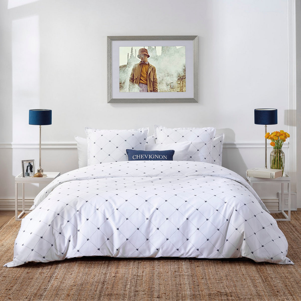 Funda Nórdica + 2 Fundas De Almohada Satén De Algodón - Patos Evy Blanco