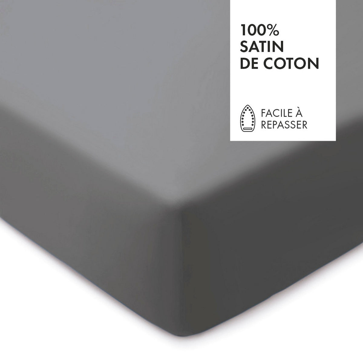 Sábana Bajera Satén De Algodón - Liso Gris Claro