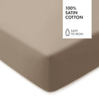 Spannbettlaken aus Baumwollsatin - Uni Taupe