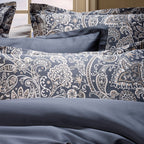 Set of 2 Cotton Sateen Pillowcases - Grey / Taupe Paisley
