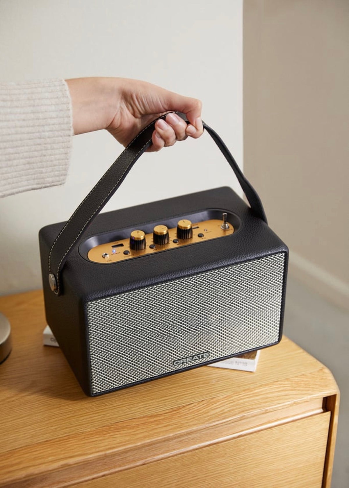 Speaker Retro - Haut-Parleur Portable Bluetooth, Usb & Aux - Grand - Noir