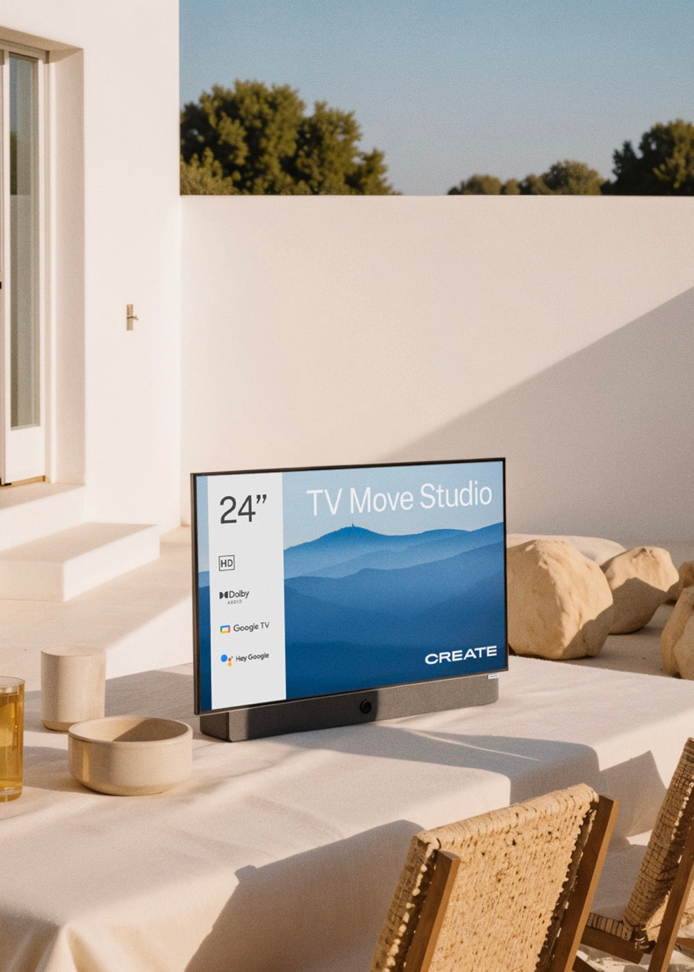 Move Studio TV - 24" Portable Smart Television with Battery and Anti-Glare Screen