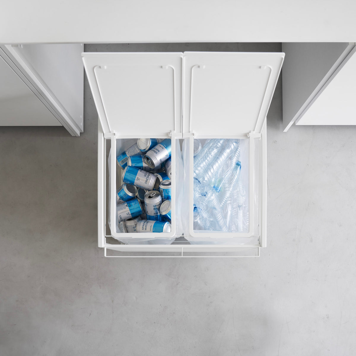 Cubo De Basura De 2 Compartimentos Tower Con Ruedas - Blanco