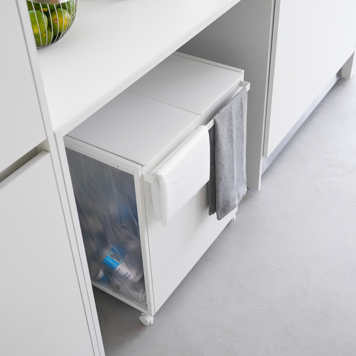 Cubo De Basura De 2 Compartimentos Tower Con Ruedas - Blanco