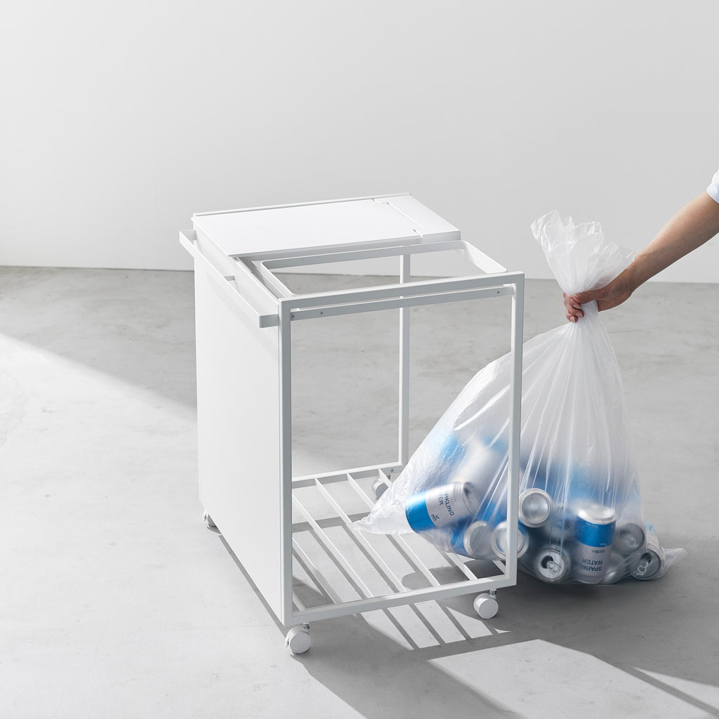 Cubo De Basura De 2 Compartimentos Tower Con Ruedas - Blanco