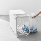 Cubo De Basura De 3 Compartimentos Tower Con Ruedas - Blanco