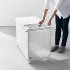 Cubo De Basura De 3 Compartimentos Tower Con Ruedas - Blanco