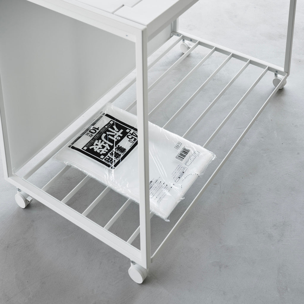 Cubo De Basura De 3 Compartimentos Tower Con Ruedas - Blanco