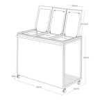 Cubo De Basura De 3 Compartimentos Tower Con Ruedas - Blanco