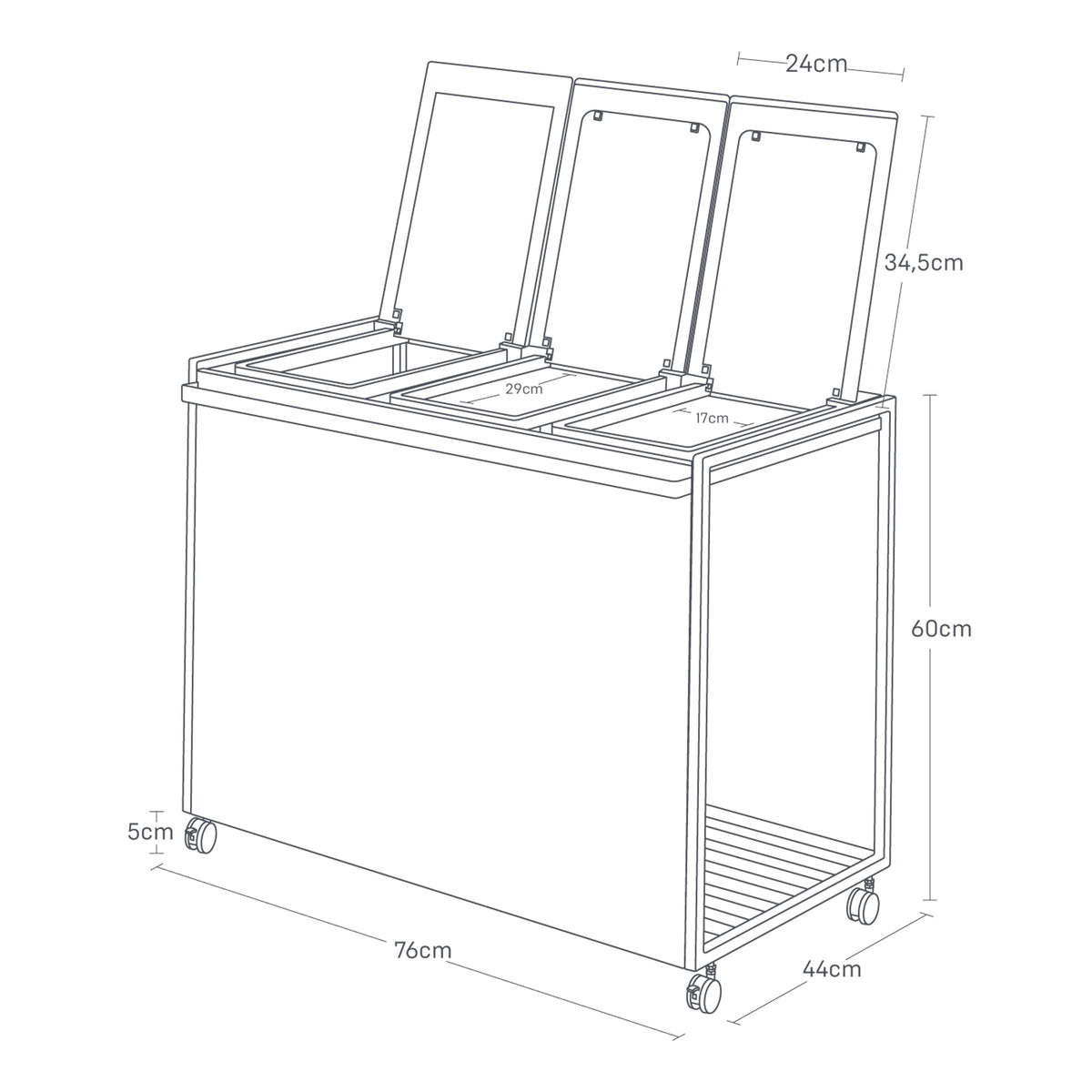 Cubo De Basura De 3 Compartimentos Tower Con Ruedas - Blanco