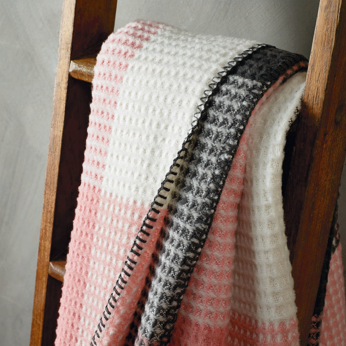 Plaid Tejido - Rosa / Gris - Tartan Waffle