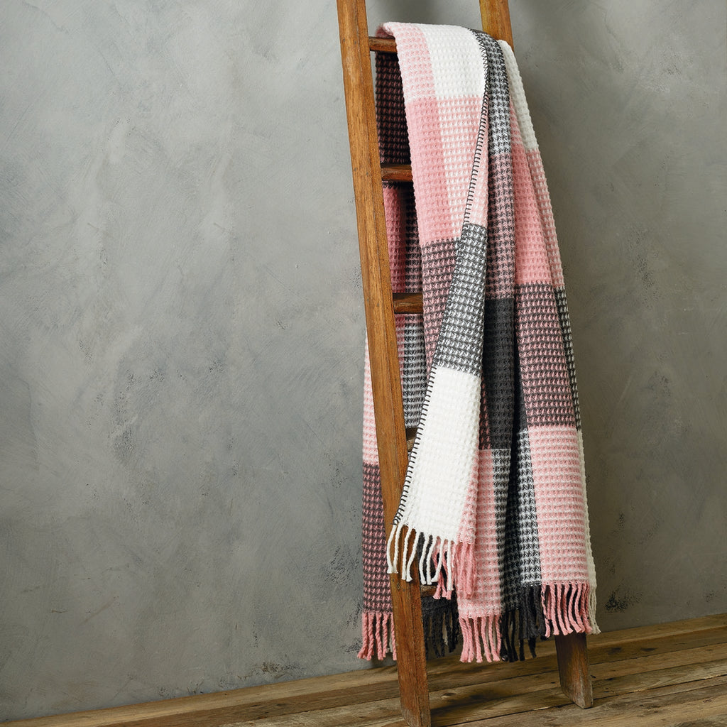 Plaid Tejido - Rosa / Gris - Tartan Waffle