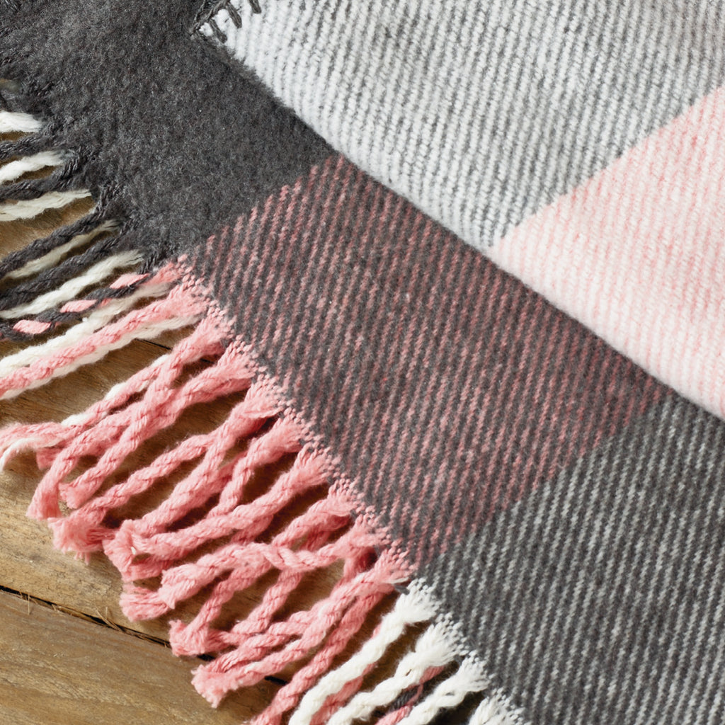 Plaid tejido - Rosa / Gris - Tartán