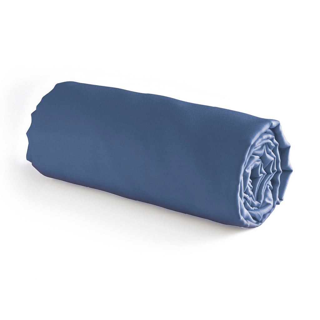 Sábana Bajera Satén De Algodón - Azul Oscuro - Lisa