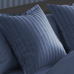 Set de 2 fundas de almohada de satén de algodón a rayas tejidas dobby - Azul - Dobby Stripe Woven