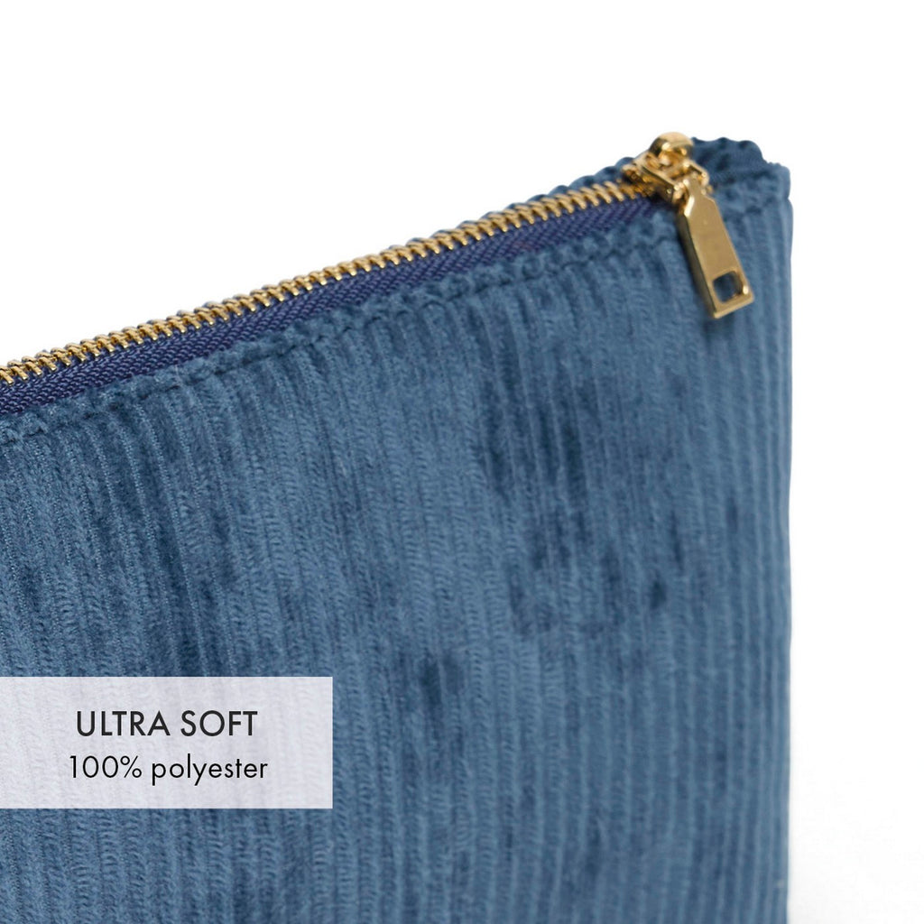 Pochette Piatta in Velluto a Coste - Blu - Tinta Unita