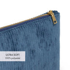 Pochette Piatta in Velluto a Coste - Blu - Tinta Unita