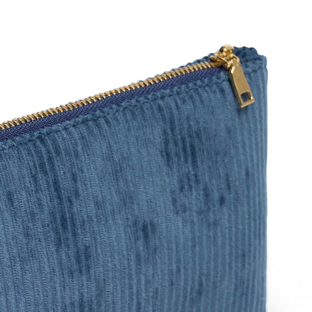 Pochette Piatta in Velluto a Coste - Blu - Tinta Unita