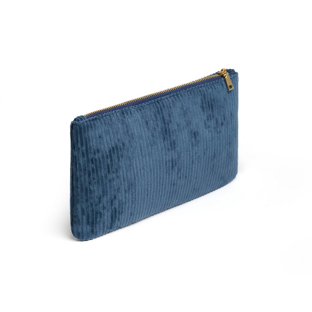 Pochette Piatta in Velluto a Coste - Blu - Tinta Unita