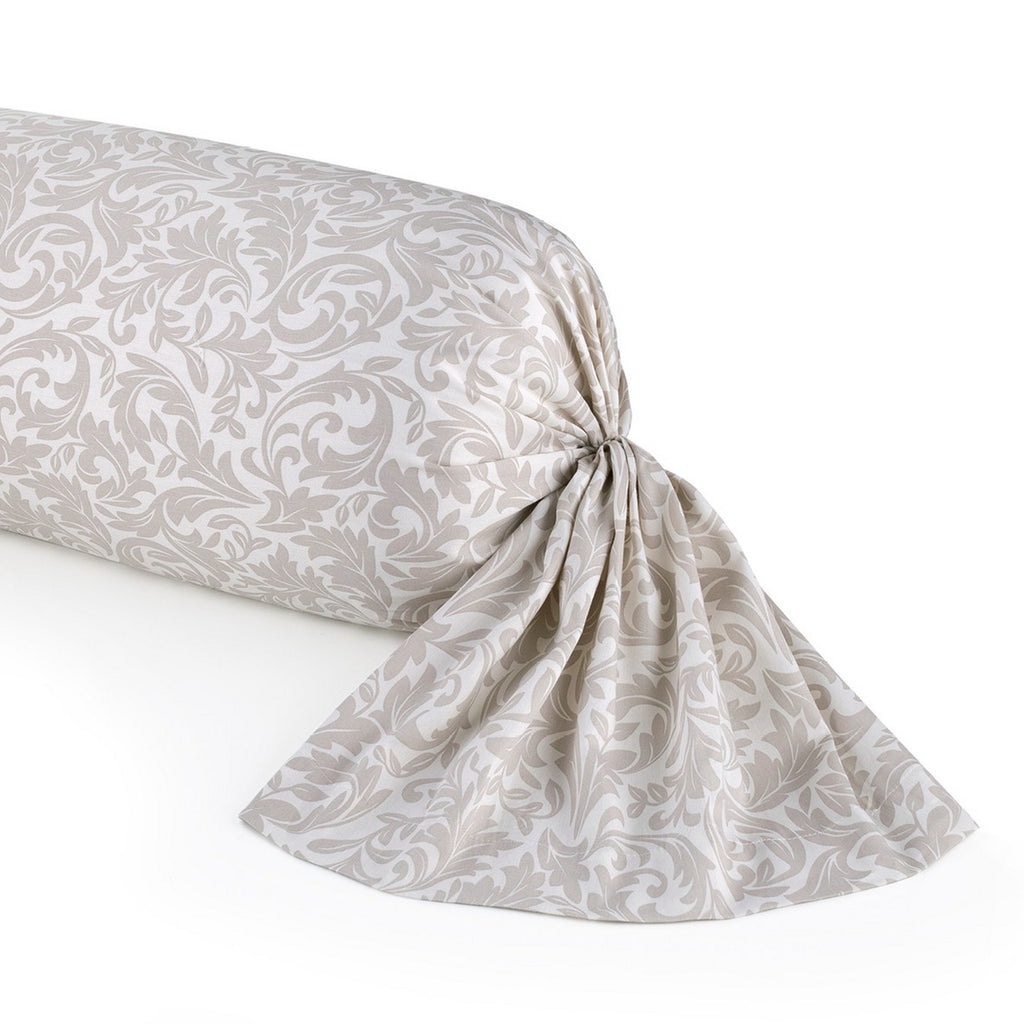 Funda De Almohadón De Satén De Algodón - Taupe - Damask Floralia
