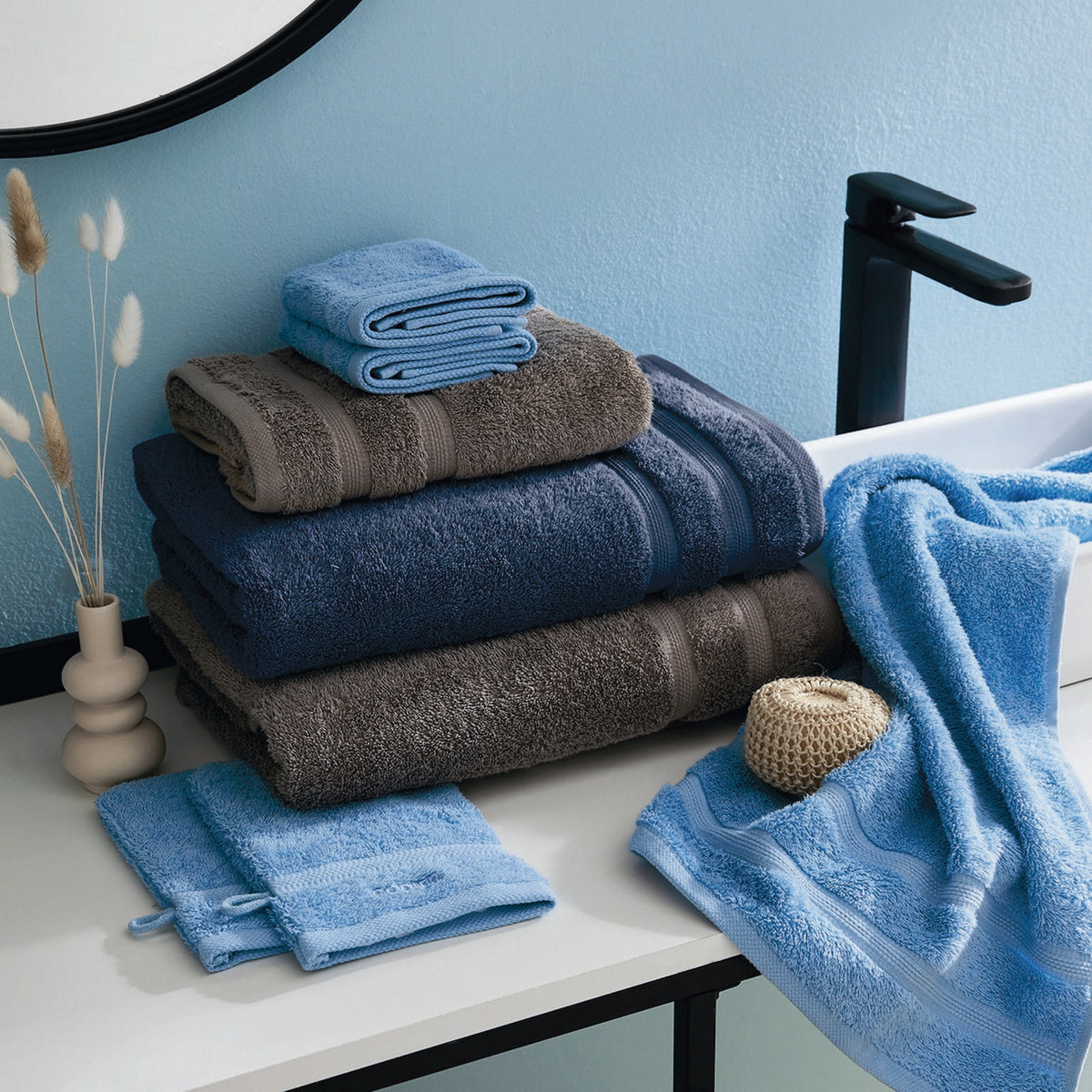 Set De 4 Manoplas De Baño - Azul Cielo - Ola