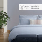 Set de 2 fundas de almohada de percal de algodón - Azul claro - Nantes