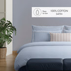 Set de 2 fundas de almohada de percal de algodón - Azul claro - Nantes