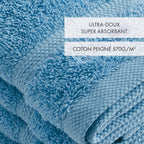 Set di 4 asciugamani per ospiti - Blu cielo - Onda