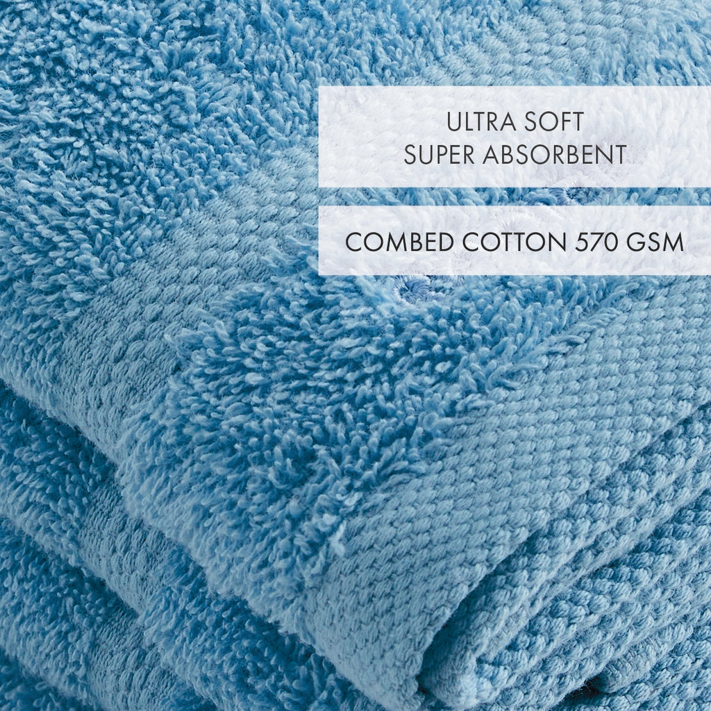 Set di 4 asciugamani per ospiti - Blu cielo - Onda