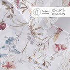 Juego de Sábanas de Satén de Algodón - Blanco - Colibrí Cantante