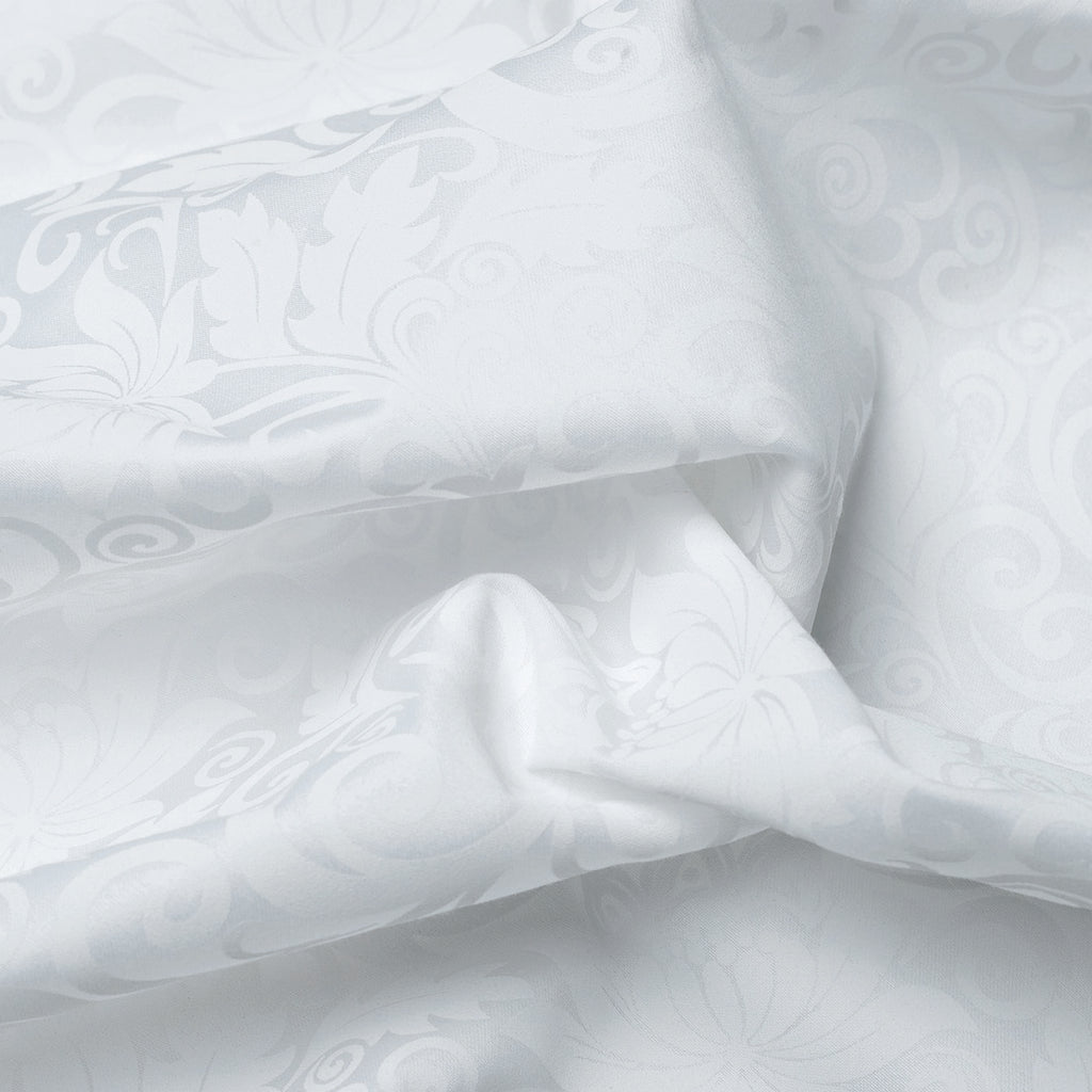 Set di 2 Federe Jacquard Stampate in Raso di Cotone - Bianco - Fiore Incantato
