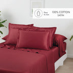 Set de 2 fundas de almohada de satén de algodón - Burdeos 01 - Liso 1 Baratta