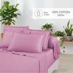 Set De 2 Fundas De Almohada Satén De Algodón - Rosa 03 - Liso 1 Baratta