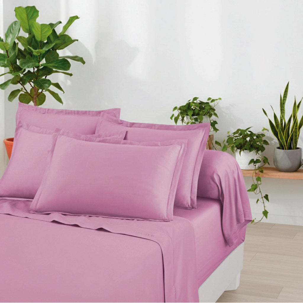Set De 2 Fundas De Almohada Satén De Algodón - Rosa 03 - Liso 1 Baratta
