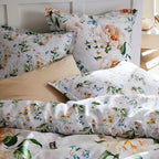 Funda Nórdica + Fundas De Almohada Satén De Algodón - Blanco - Jardin De Fleurs