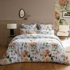 Set di 2 federe per cuscino in raso di cotone - Bianco - Giardino di fiori