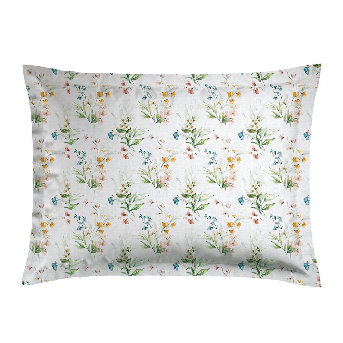 Set di 2 federe per cuscino in raso di cotone - Bianco - Giardino di fiori