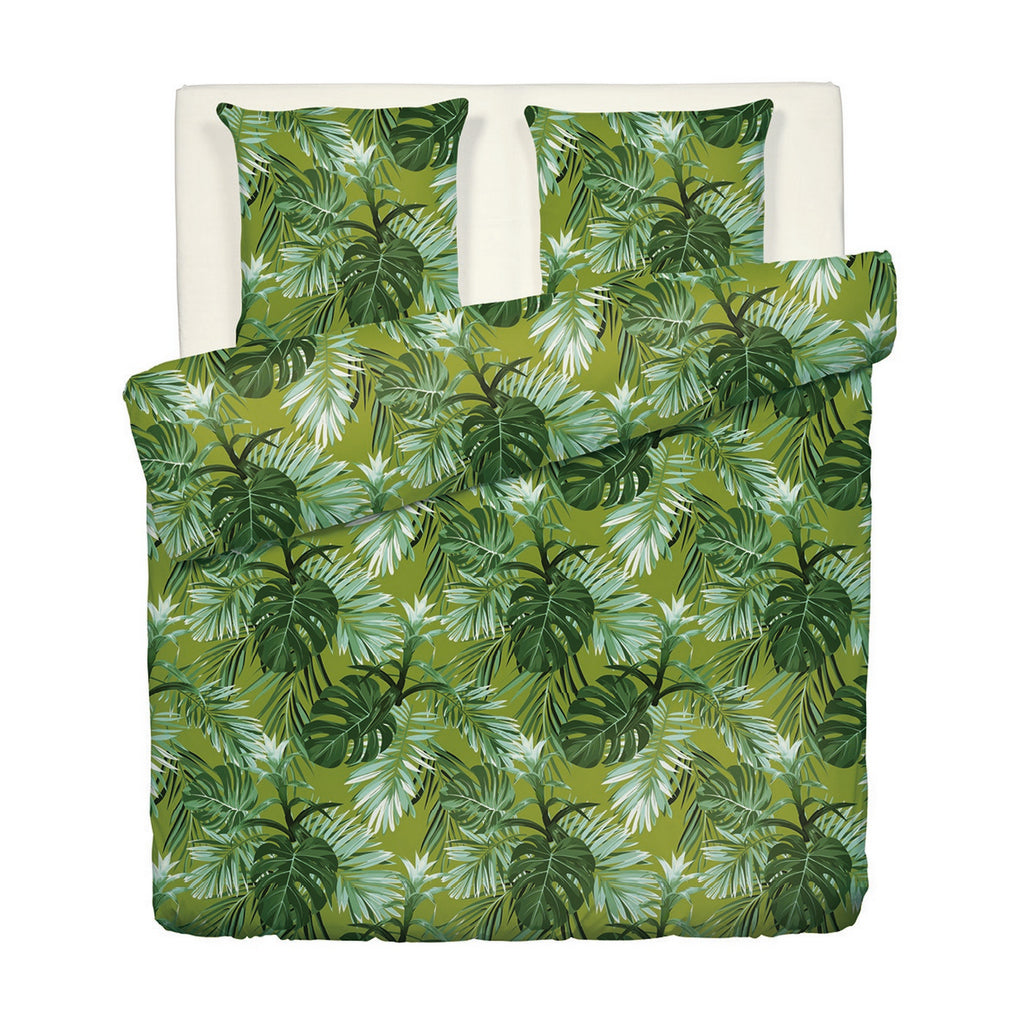 Copripiumino + federe in raso di cotone - Verde chiaro - Tropicale