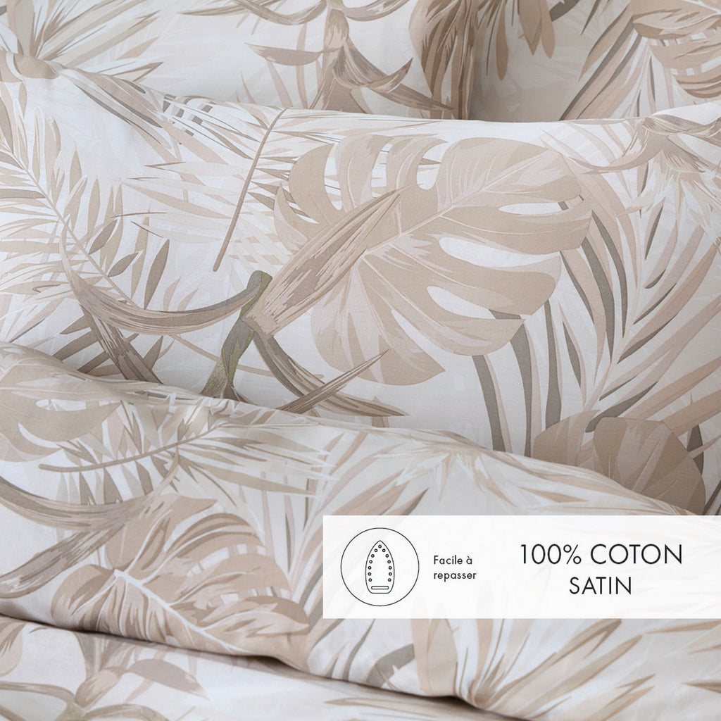 Copripiumino + Federe in Raso di Cotone - Tortora Chiaro - Tropical