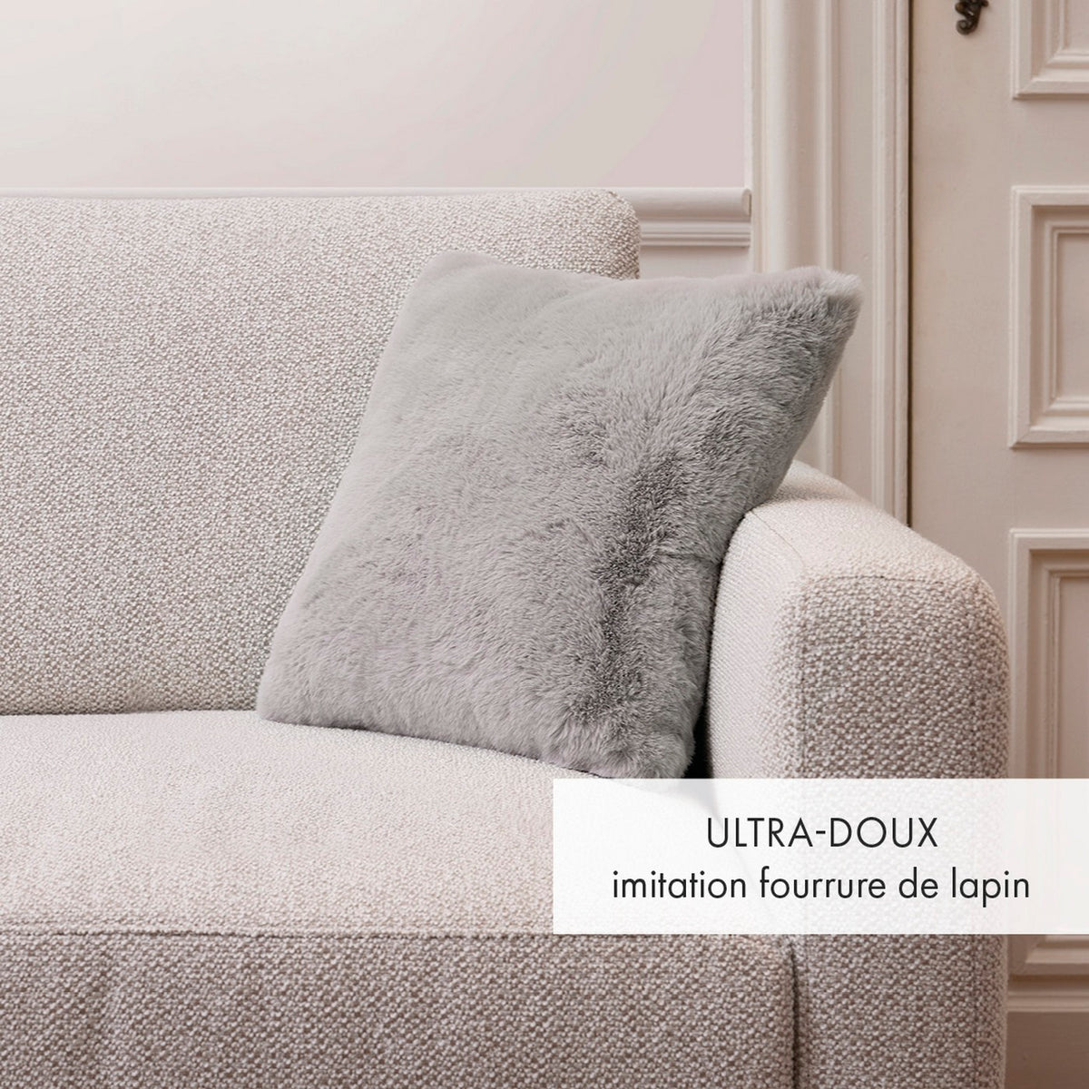 Funda De Cojín Imitación Pelo - Gris - Liso
