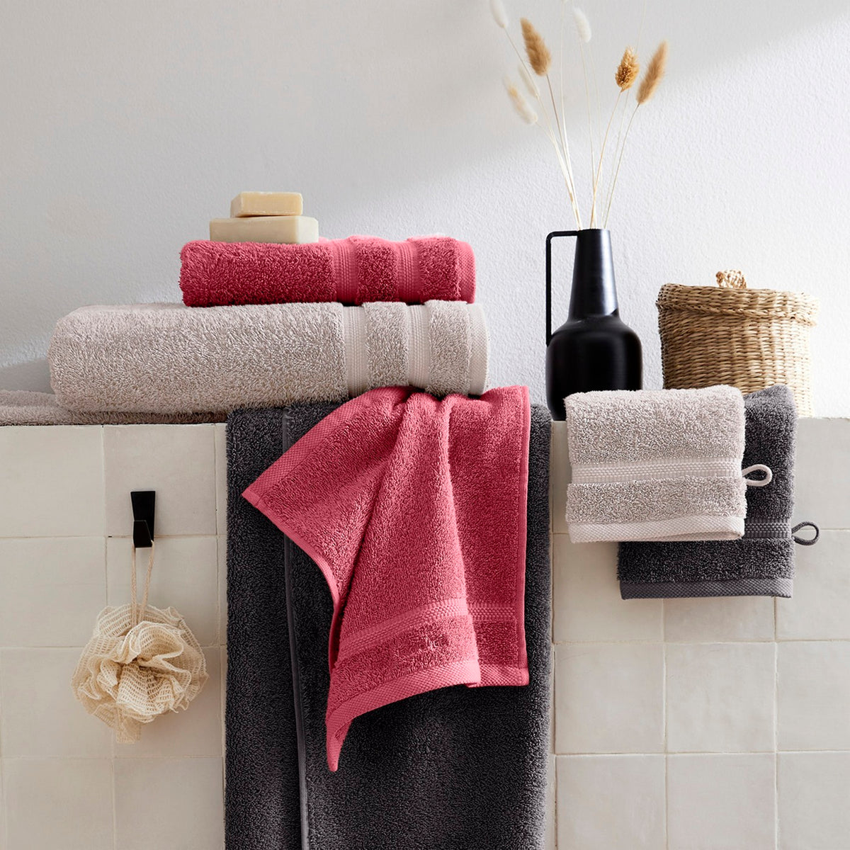 Set De 4 Toallas De Tocador - Rosa Blush - Olas