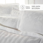 Juego De 2 Fundas De Almohada Satén De Algodón - Blanco - Petit Chêne