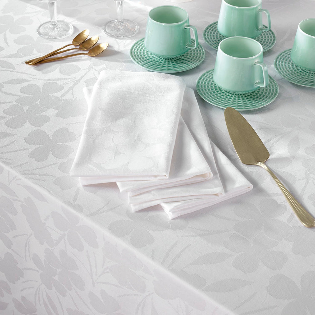Set De 4 Servilletas Tejido Jacquard - Blanco - Petit Chêne