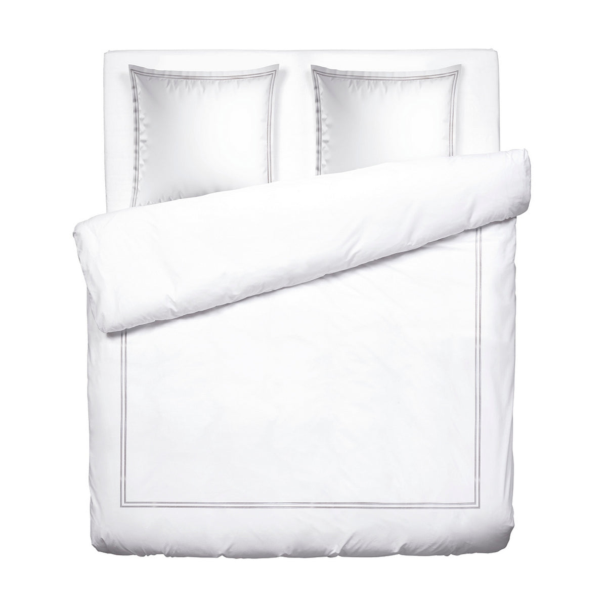 Funda Nórdica + Fundas De Almohada Satén De Algodón - Gris / Blanco - Nice