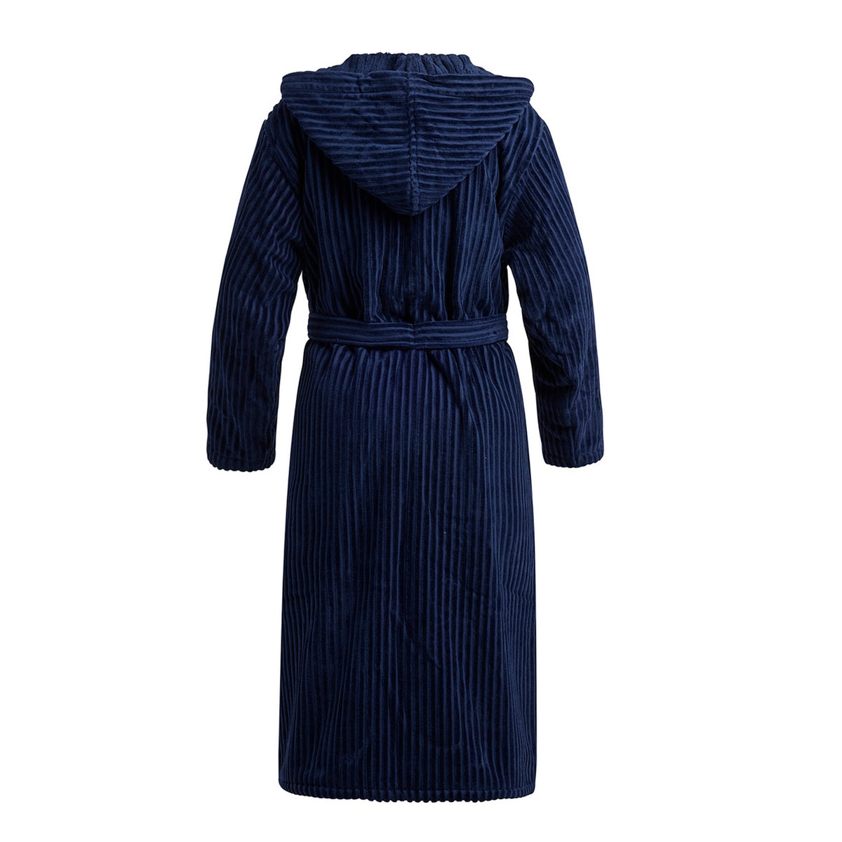 Albornoz Con Capucha - Azul Oscuro - Rayas Tejidas Jacquard