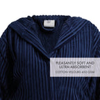 Albornoz Con Capucha - Azul Oscuro - Rayas Tejidas Jacquard