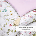 Trapunta Con Nappe - Bianco / Viola - Fiori Selvatici