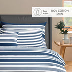 Set di 2 federe in raso di cotone - Blu - Léna